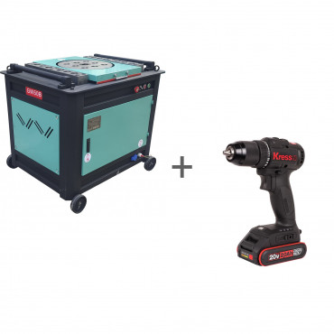 Станок для гибки арматуры GIKS GW50B + Дрель-шуруповерт KRESS KU212 20V в подарок!