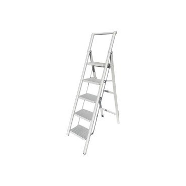 Стремянка стальная АЛЮБЭСТ Lux белый цвет, 5 ступеней, 118 см DLS505W
