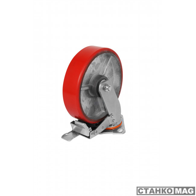 Большегрузное колесо с полиуретановой шинкой Euro-Lift С-4102-DUS поворотное, с тормозом, г/п 600 кг