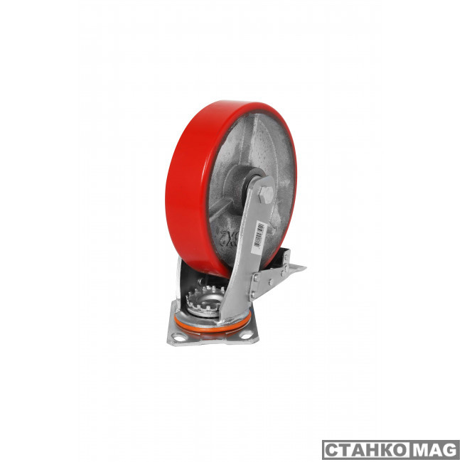 Большегрузное колесо с полиуретановой шинкой Euro-Lift С-4102-DUS поворотное, с тормозом, г/п 600 кг